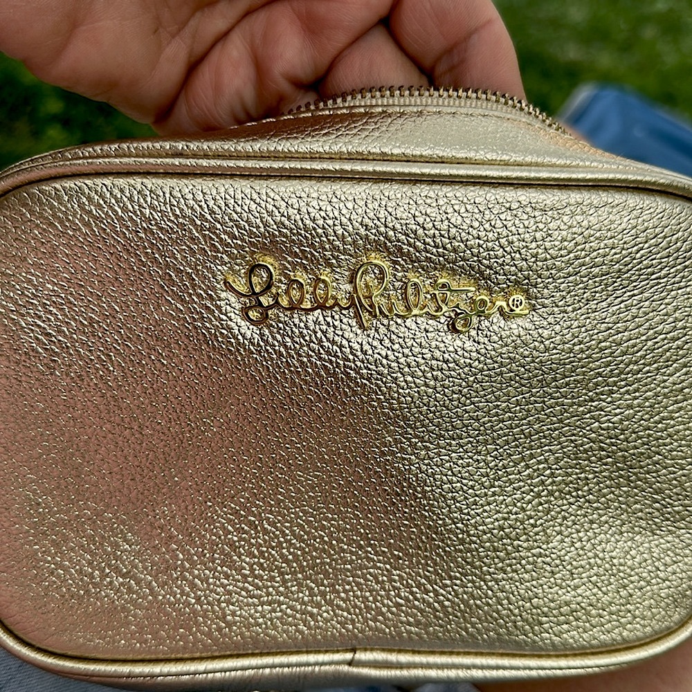 Lilly Pulitzer Gold Mini Bag with Metallic Finish Cross Town Clutch